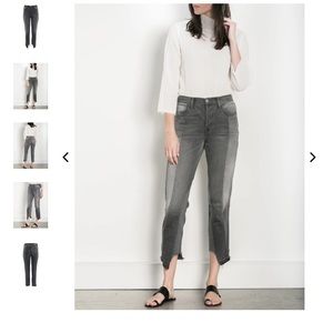 Frame grey straight leg cropped jeans